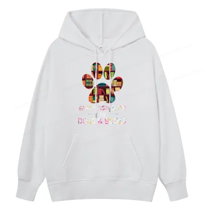 Pagewings Easily Distracted By Dogs And Books Unisex Classic Hoodie