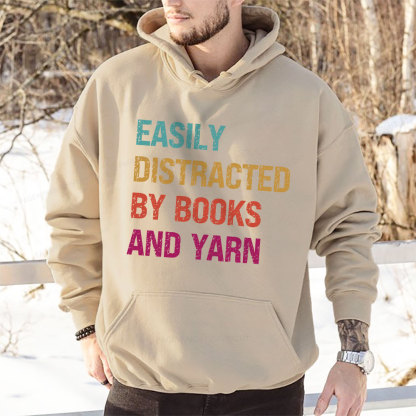 Pagewing Easily Distracted By Books And Yarn  Unisex Classic Hoodie