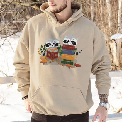 Pagewings Two Raccoons with Books Unisex Classic Hoodie