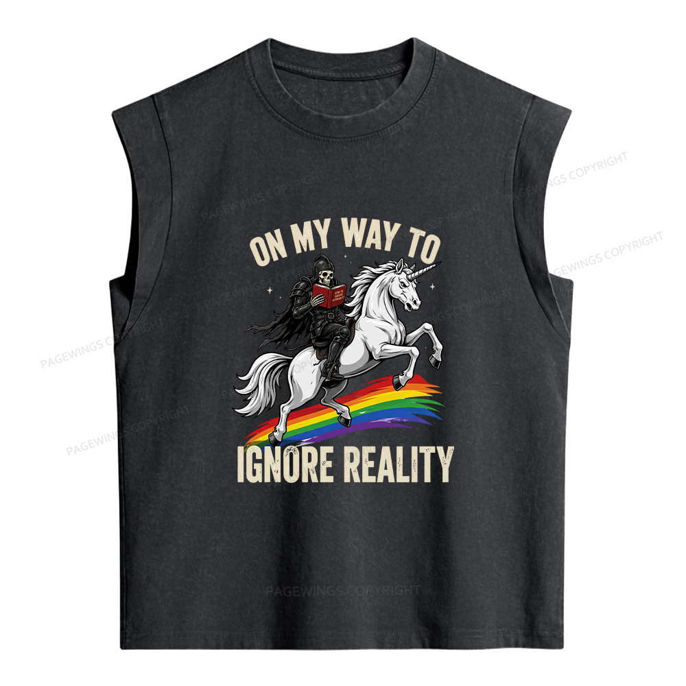Pagewings On My Way To Ignore Reality Women's Washed Tank Top