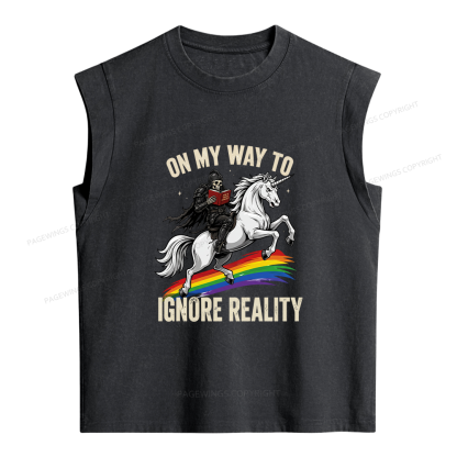 Pagewings On My Way To Ignore Reality Women's Washed Tank Top
