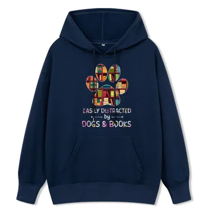 Pagewings Easily Distracted By Dogs And Books Unisex Classic Hoodie