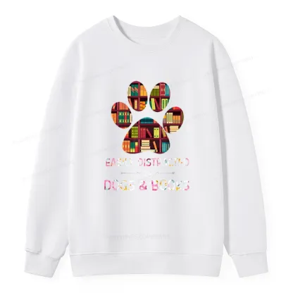 Pagewings Easily Distracted By Dogs And Books Unisex Classic Sweatshirt