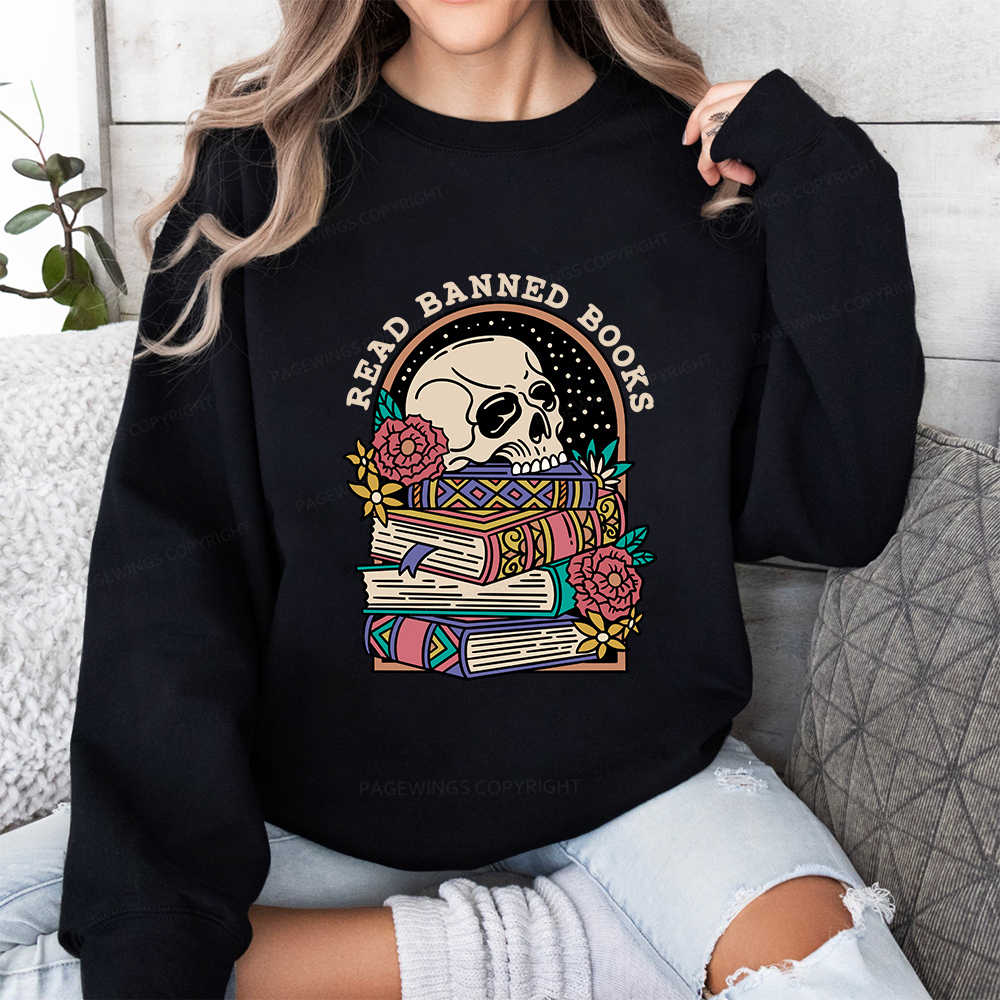 Pagewings Read Banned Book Floral Unisex Classic Sweatshirt