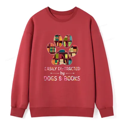 Pagewings Easily Distracted By Dogs And Books Unisex Classic Sweatshirt
