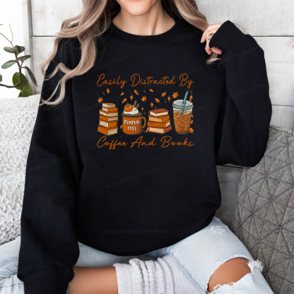 Pagewings Easily Distracted By Coffee And Books Unisex Classic Sweatshirt