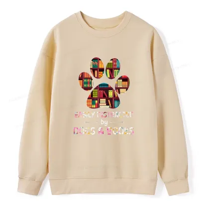 Pagewings Easily Distracted By Dogs And Books Unisex Classic Sweatshirt