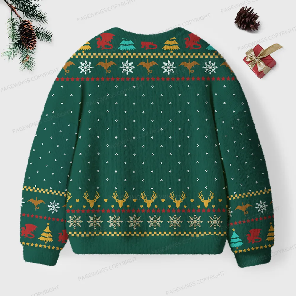 Pagewings Book Dragon Unisex Ugly Knit Sweatshirt