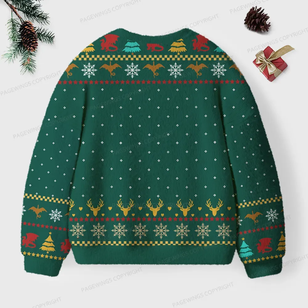 Pagewings Book Dragon Unisex Ugly Knit Sweatshirt