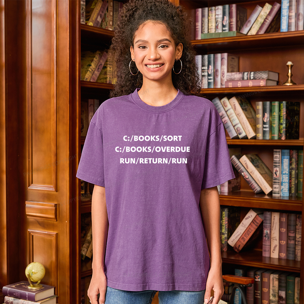 Pagewings Books Sort Books Overdue Unisex Washed T-shirt