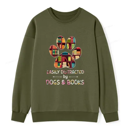 Pagewings Easily Distracted By Dogs And Books Unisex Classic Sweatshirt