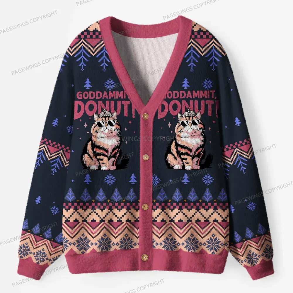 Pagewings Goddammit Donut Unisex Ugly Cardigan Sweaters