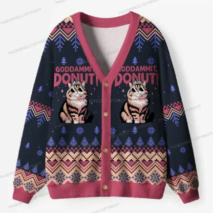 Pagewings Goddammit Donut Unisex Ugly Cardigan Sweaters