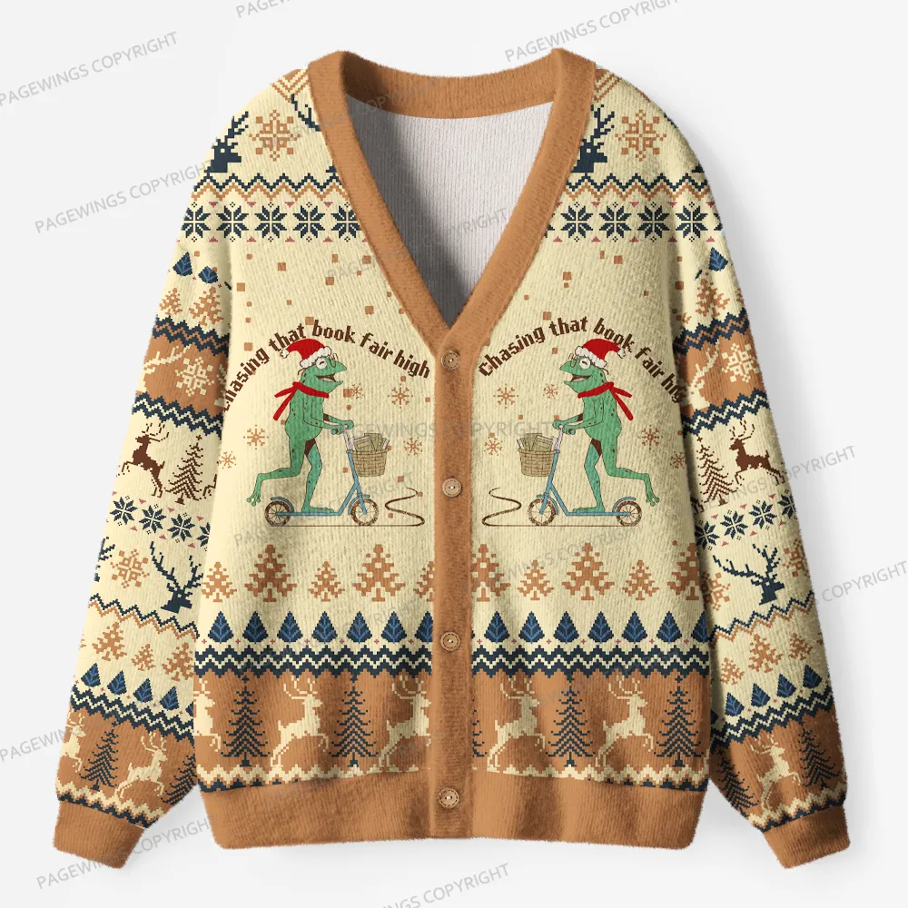 Pagewings Don’t Look For Logic In Breaking That Book Unisex Ugly Cardigan Sweaters