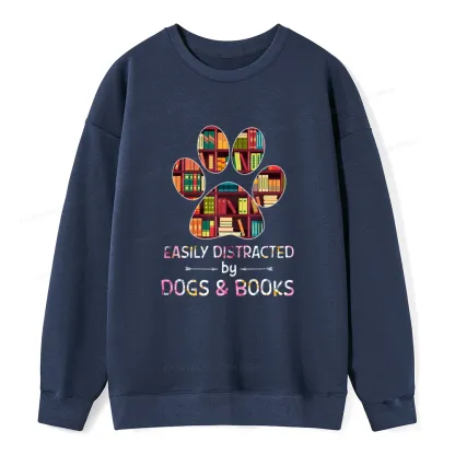 Pagewings Easily Distracted By Dogs And Books Unisex Classic Sweatshirt