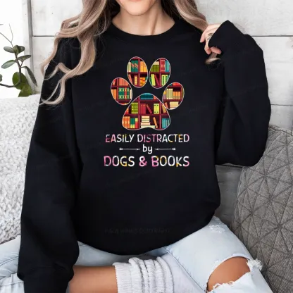 Pagewings Easily Distracted By Dogs And Books Unisex Classic Sweatshirt