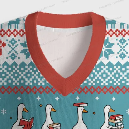 Pagewings Silly Goose Book Club  Unisex V-Neck Ugly Knit Vest