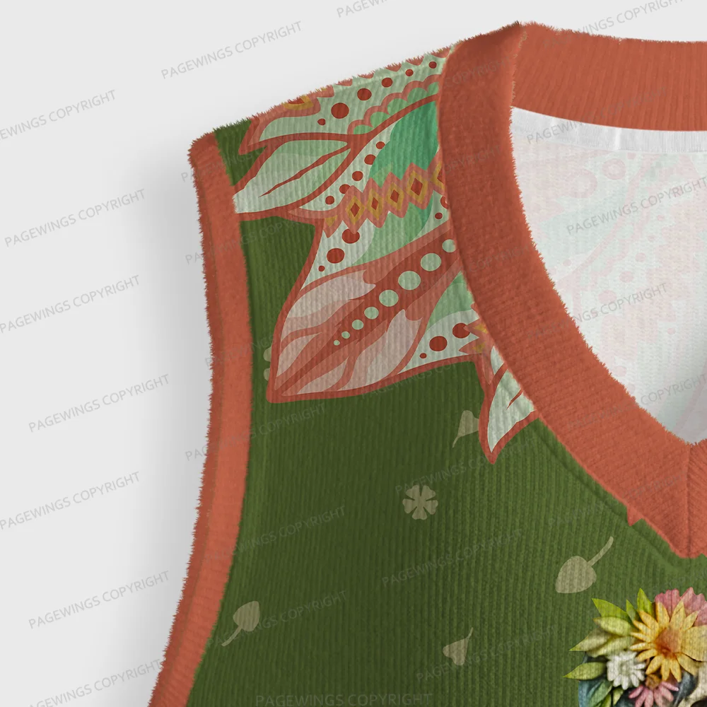 Pagewings Skeleton Reading Unisex V-Neck Ugly Knit Vest