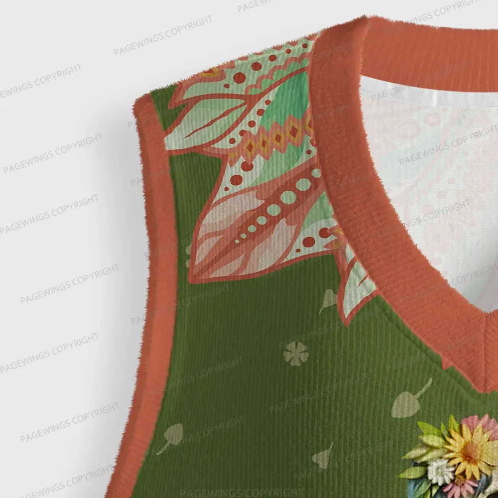 Pagewings Skeleton Reading Unisex V-Neck Ugly Knit Vest