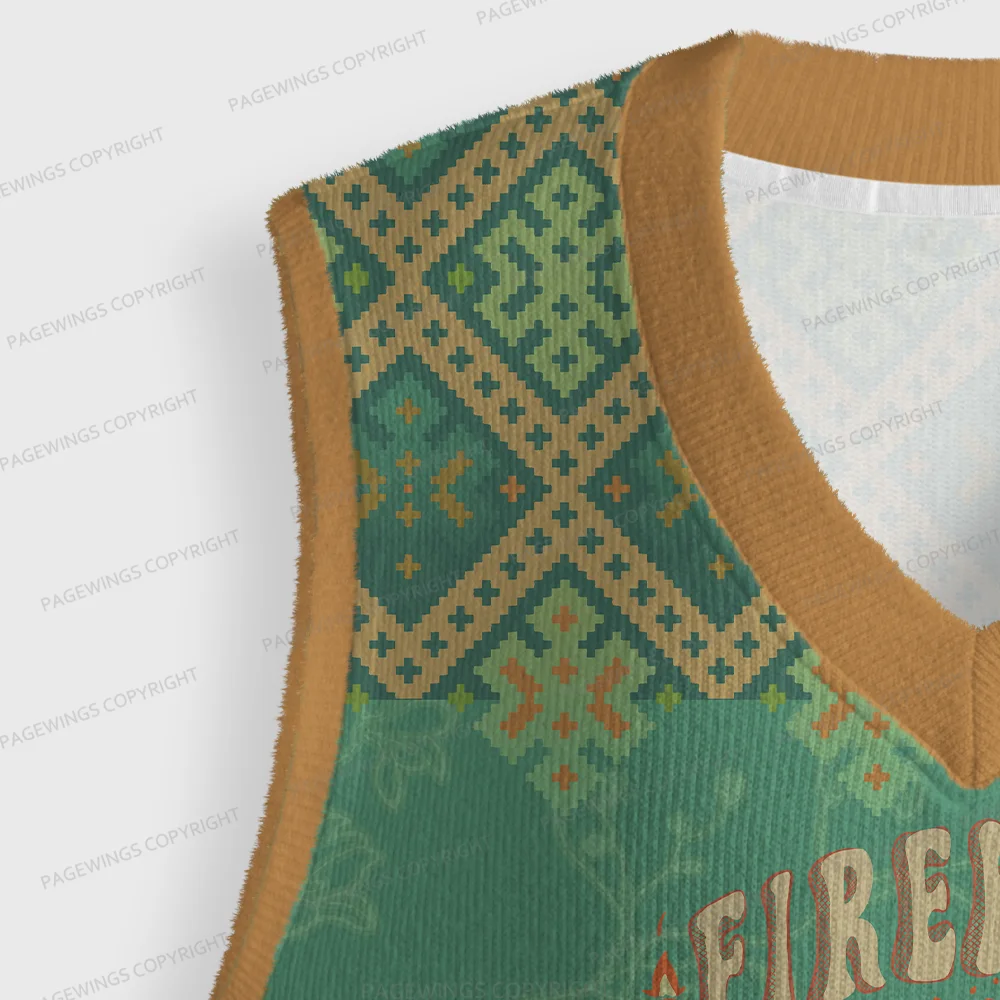 Pagewings Fireheart Unisex V-Neck Ugly Knit Vest