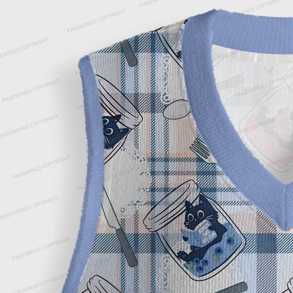 Pagewings Books Are My Jam Unisex V-Neck Ugly Knit Vest