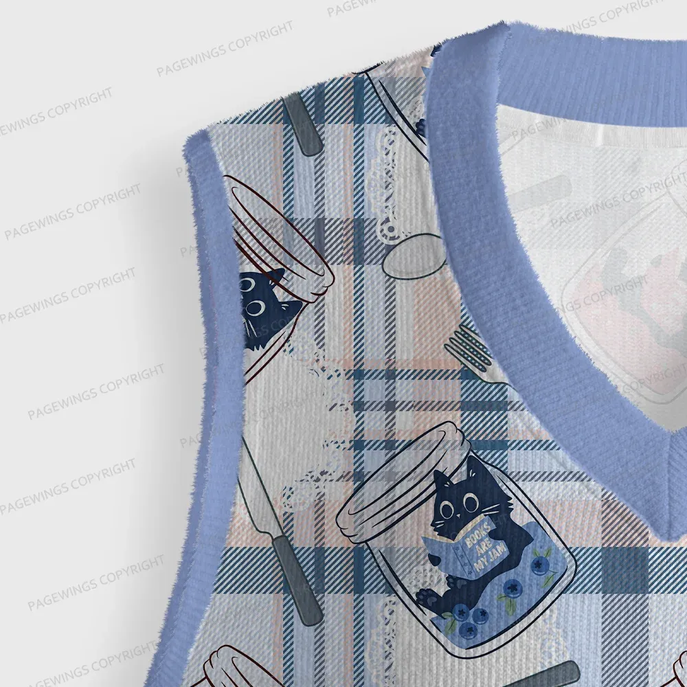 Pagewings Books Are My Jam Unisex V-Neck Ugly Knit Vest