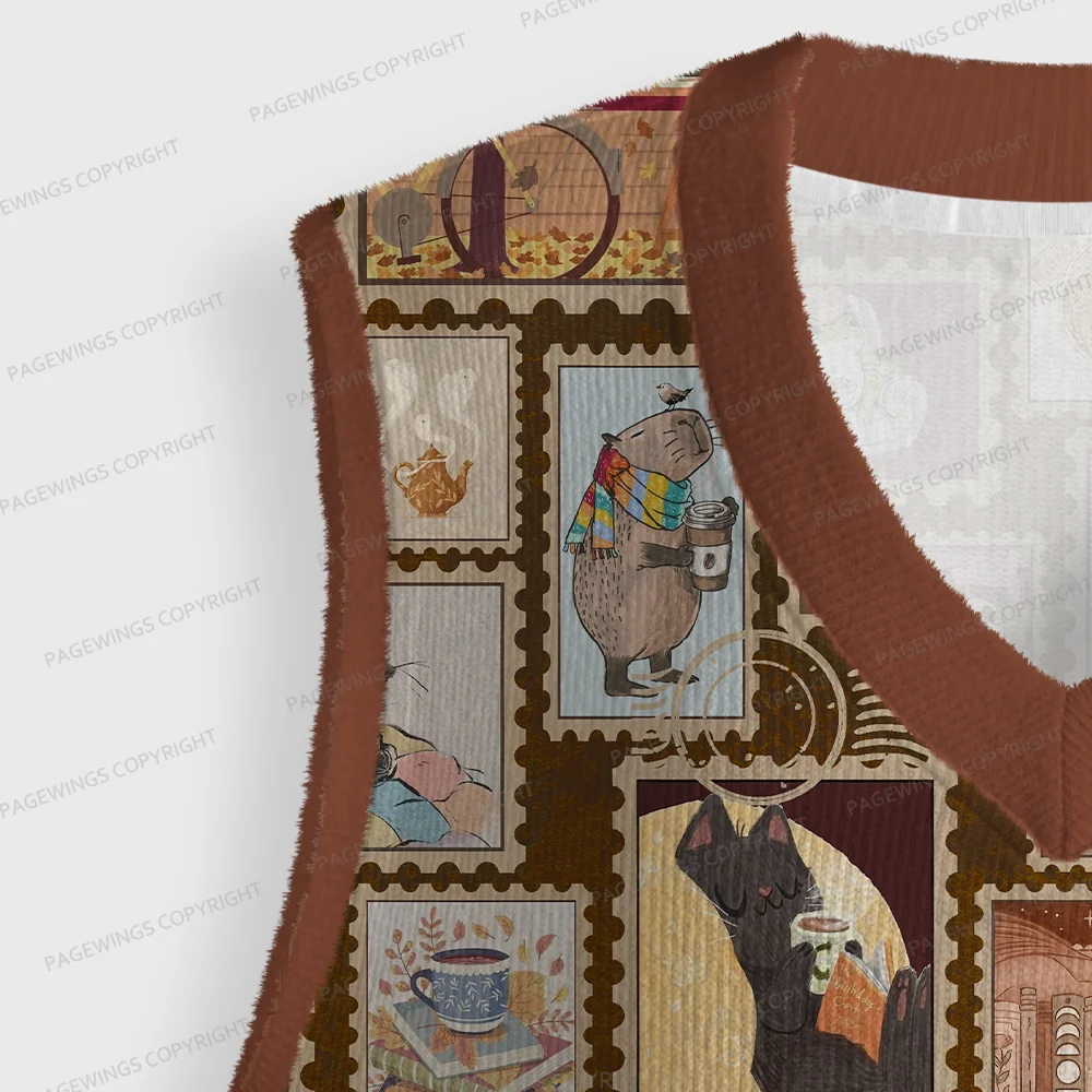 Pagewings Just Animals Who Love Reading Unisex V-Neck Ugly Knit Vest