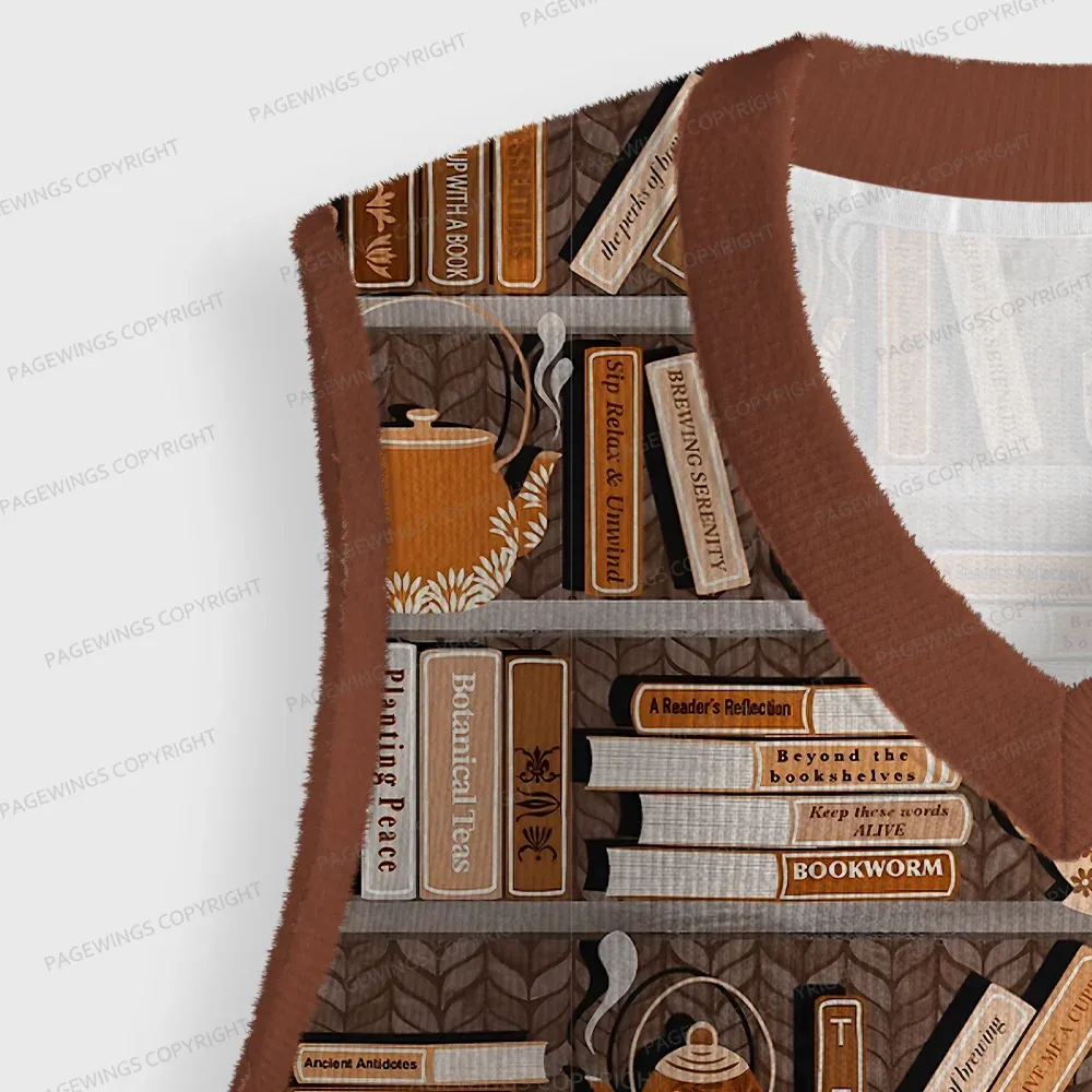 Pagewings Cozy Reading Unisex V-Neck Ugly Knit Vest