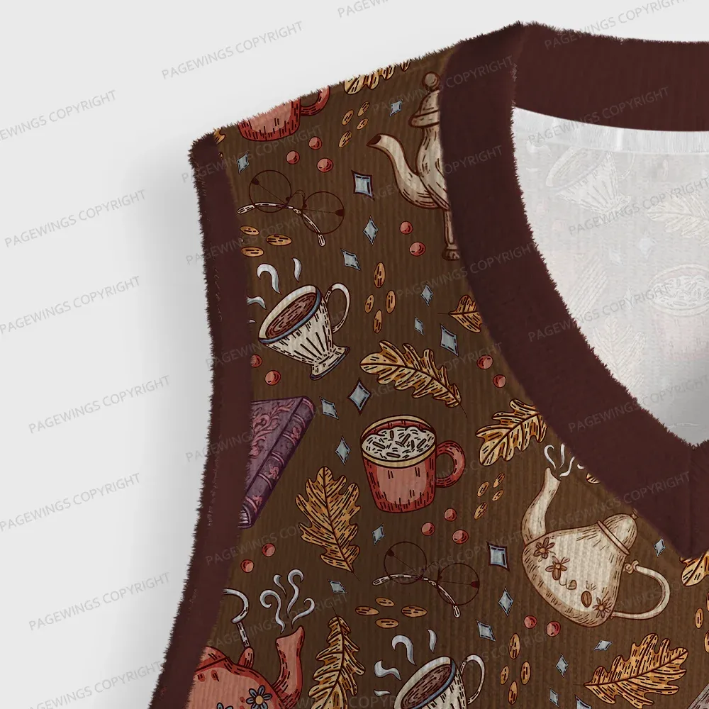 Pagewings Cozy Reading Unisex V-Neck Ugly Knit Vest