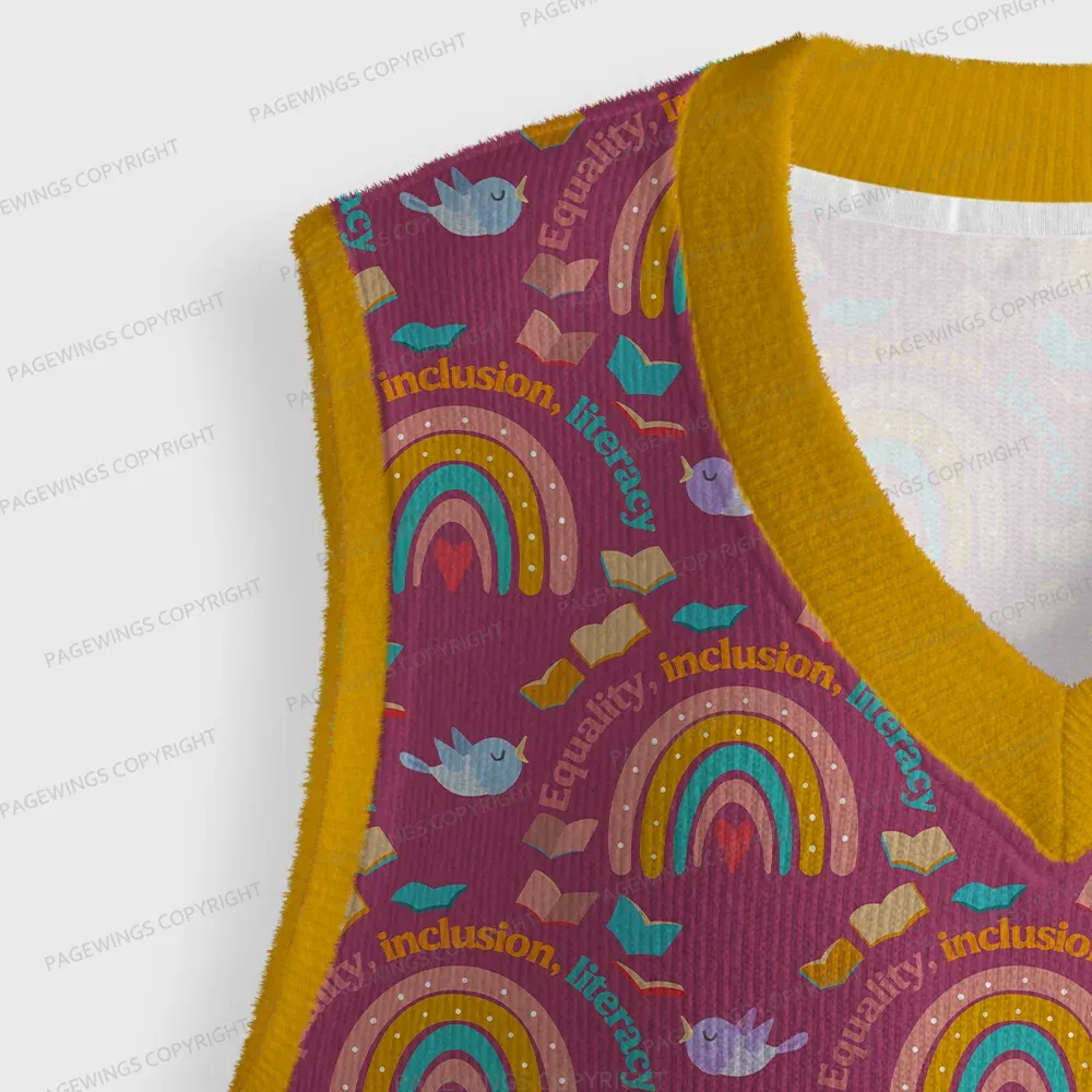 Pagewings Equality Inclusion Literacy Unisex V-Neck Ugly Knit Vest