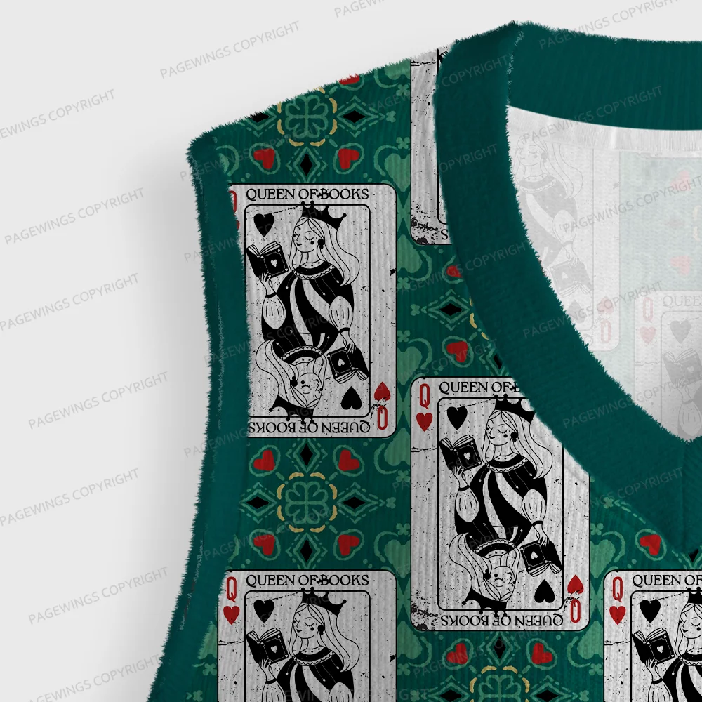 Pagewings Queen Of Books Unisex V-Neck Ugly Knit Vest
