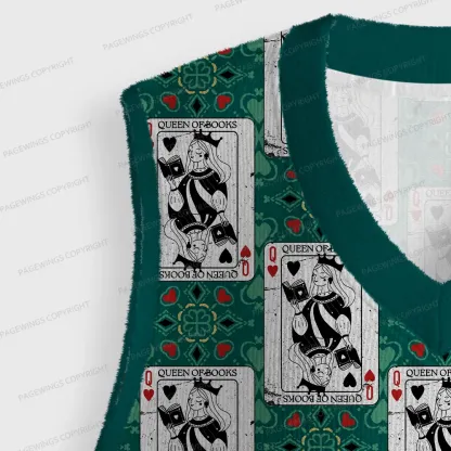 Pagewings Queen Of Books Unisex V-Neck Ugly Knit Vest