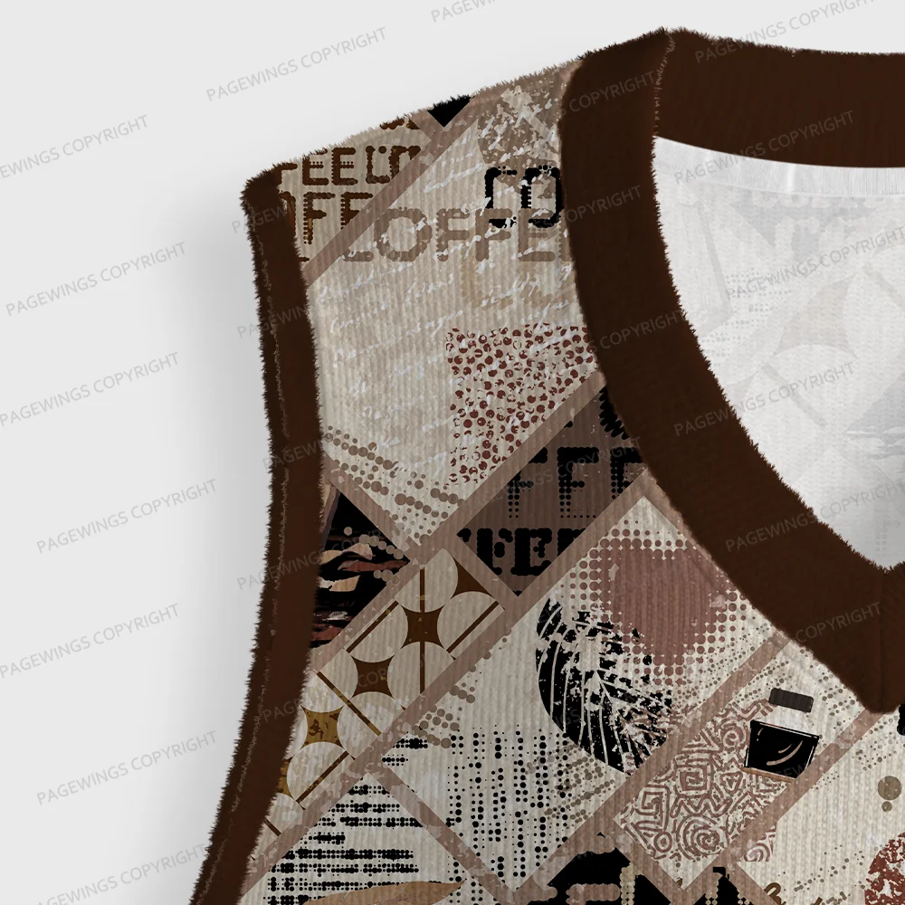 Pagewings Coffee And Books Unisex V-Neck Ugly Knit Vest