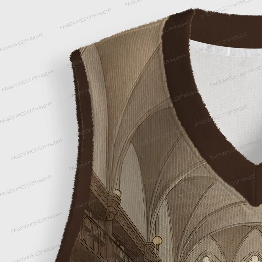 Pagewings Capybara Loves Reading Unisex V-Neck Ugly Knit Vest