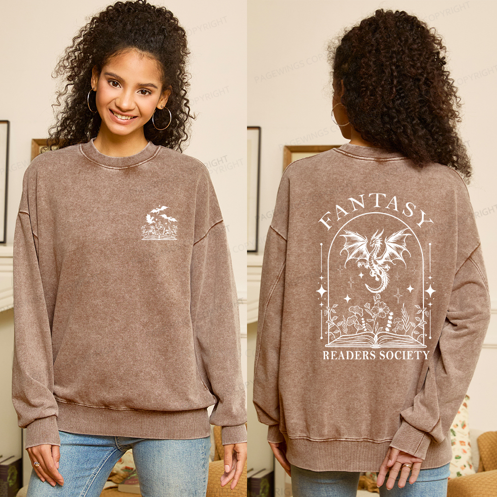 Pagewings Fantasy Reader Society Unisex Washed Sweatshirt
