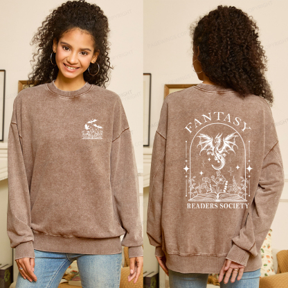 Pagewings Fantasy Reader Society Unisex Washed Sweatshirt