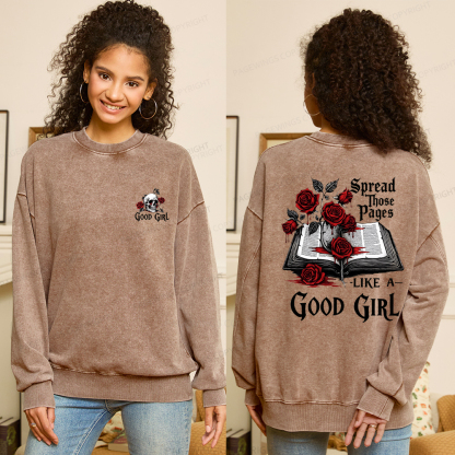 Pagewings Spread Those Pages Like a Good Girl Unisex Washed Sweatshirt