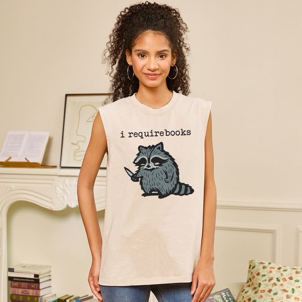Pagewings I Require Books Unisex Washed Tank Top