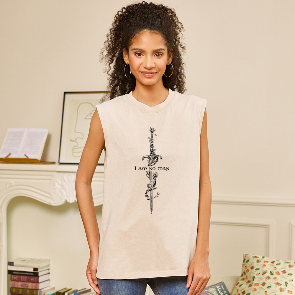Pagewings I Am No Man Unisex Washed Tank Top