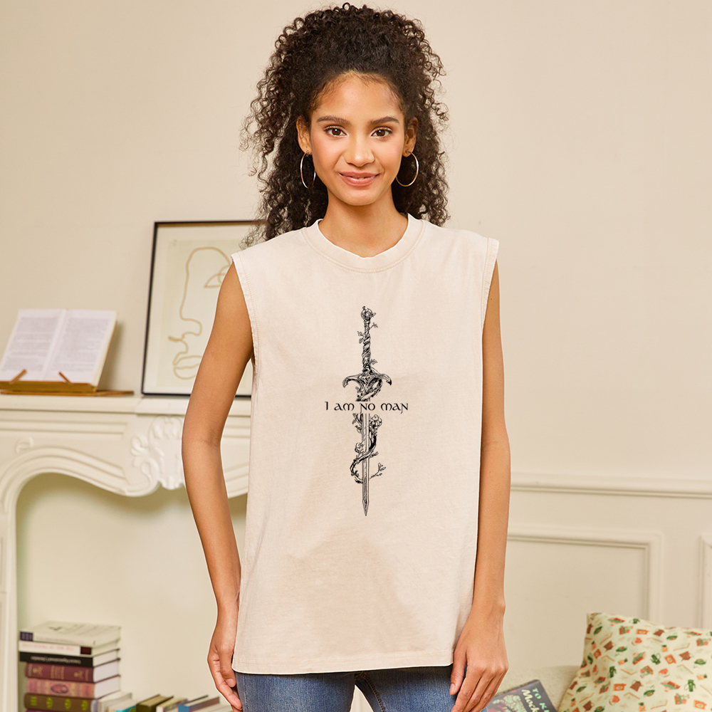 Pagewings I Am No Man Unisex Washed Tank Top