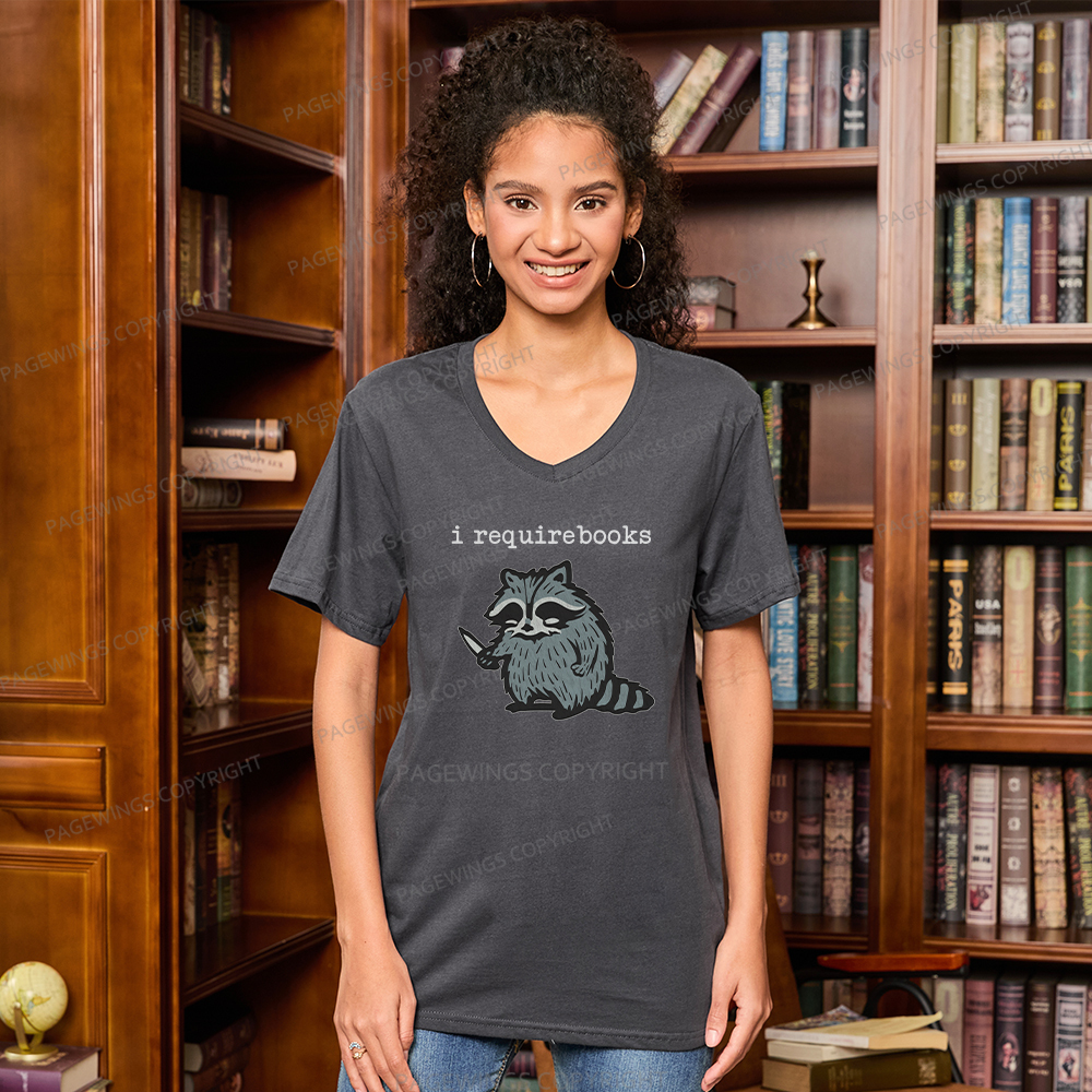 Pagewings I Require Books V-neck T-shirt