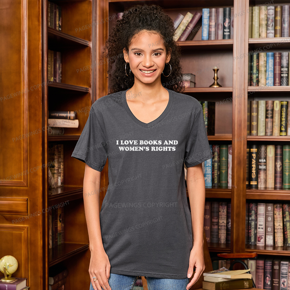 Pagewings I Love Books And Women's Rights V-neck T-shirt