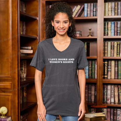 Pagewings I Love Books And Women's Rights V-neck T-shirt