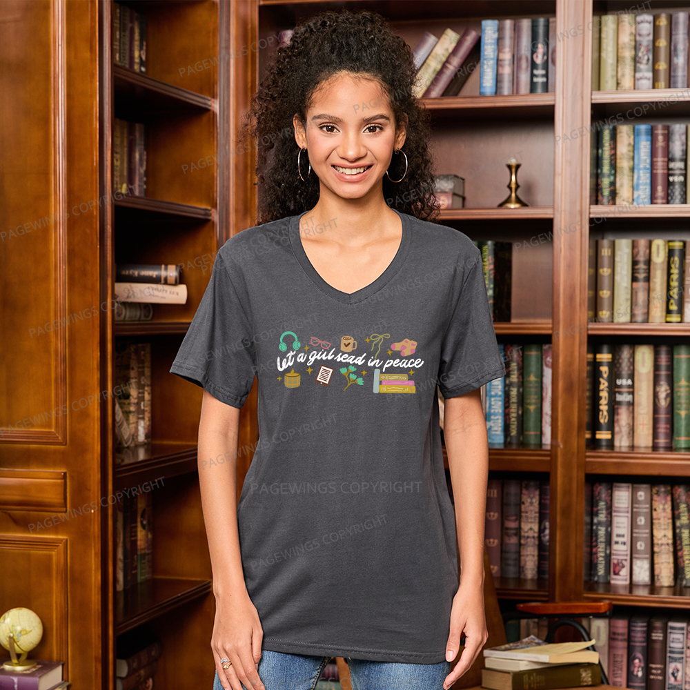 Pagewings Let a Girl Read in Peace V-neck T-shirt