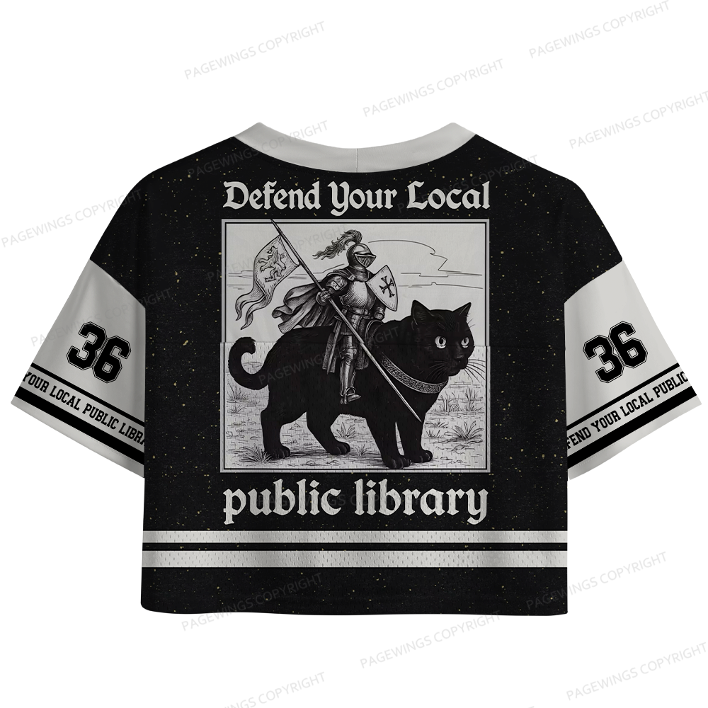 Pagewings Defend Your Local Public Library Women's Crop Mesh Jersey