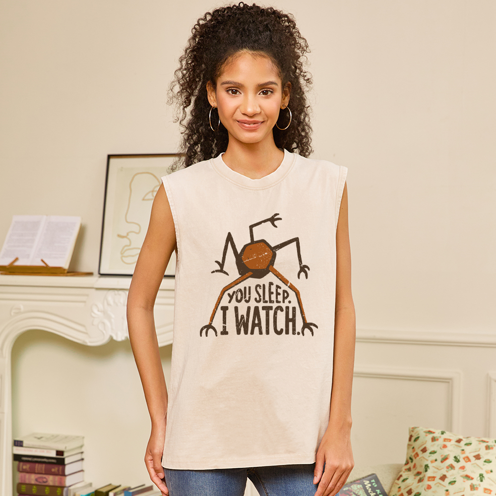 Pagewings You Sleep I Watch Unisex Washed Tank Top