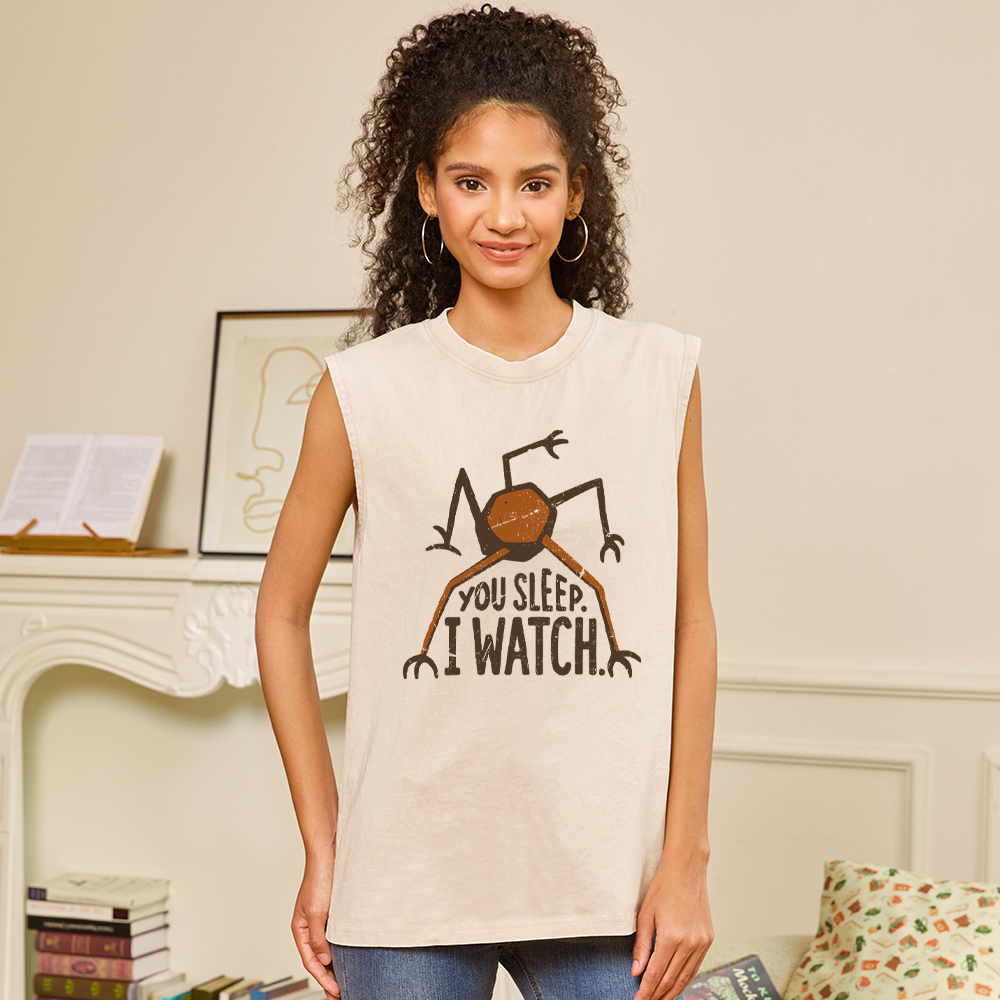 Pagewings You Sleep I Watch Unisex Washed Tank Top