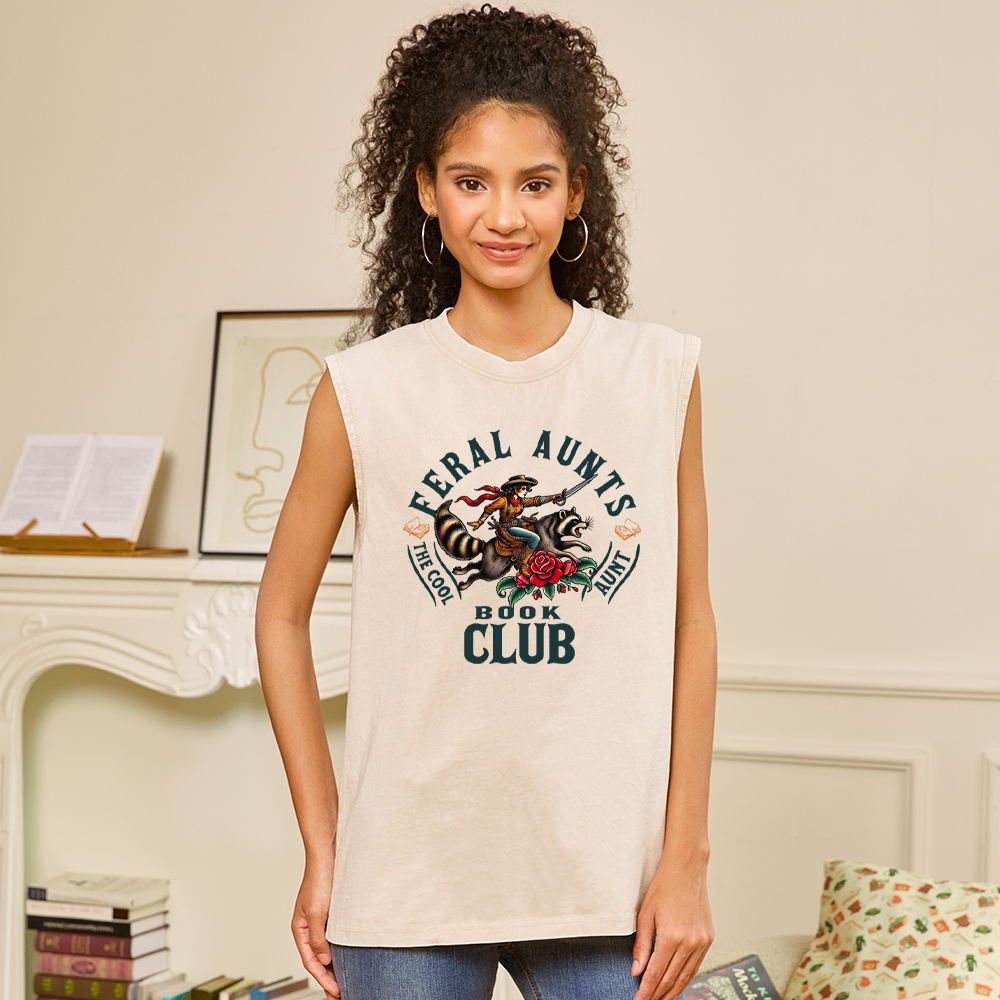 Pagewings Feral Aunt Social Book Club Washed Tank Top