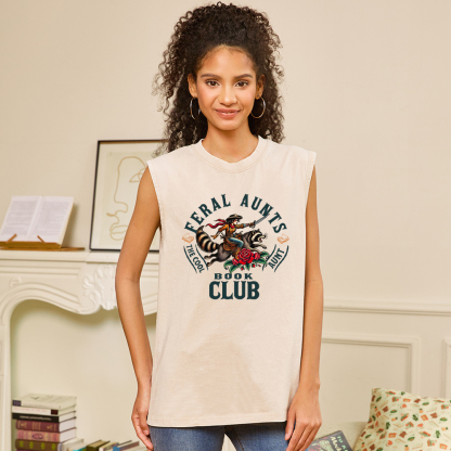Pagewings Feral Aunt Social Book Club Washed Tank Top