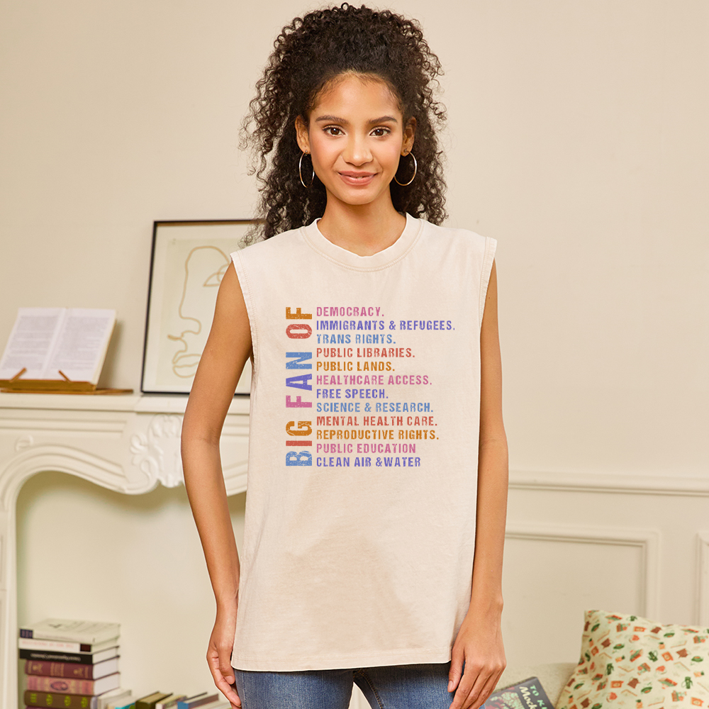 Pagewings Big Fan of Human Rights Unisex Washed Tank Top